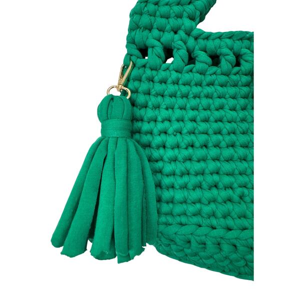 NEW Boho Handmade knitted bag GREEN Women's Fashion Purse Rare Fairy Cottegecore - Picture 6 of 7